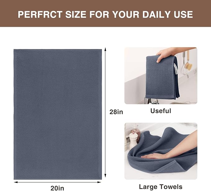 Homaxy 100% Cotton Oversized Waffle Weave Kitchen Towels, 7-Pack, Dark Grey | 20 x 28 Inches, Ultra Soft Absorbent Dish Towels, Quick Drying Large Cleaning Towels