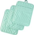 Anyi Pot Holders and Oven Mitts 7" X 9" Heat Resistant Cotton Pocket Pot Holder Set Feature of Non Slip Kitchen Hot Pad Oven Mitts, 3-Pack (Aqua Sky)