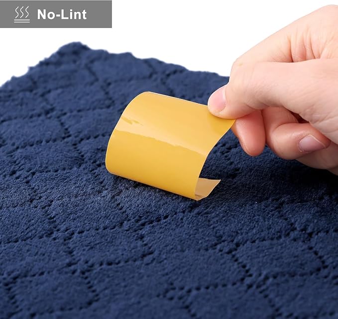 Homaxy 24 Pack Super Soft Absorbent Dish Towels, 10" x 20", Navy Blue | Coral Velvet, Nonstick Oil Fast Drying Microfiber Cleaning Cloth, No Lint Dishcloths for washing and drying