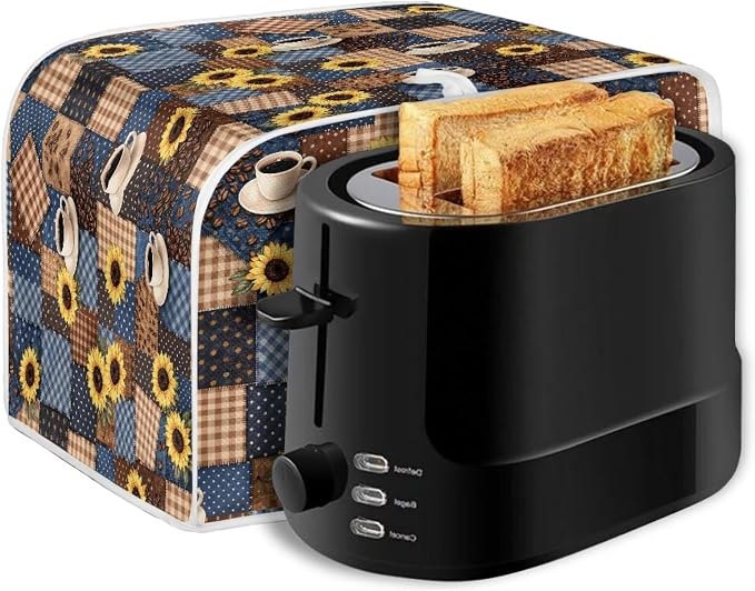 Coffee Sunflower Toaster Cover 2 Slice Dustproof Toaster Bread Maker Cover Small Kitchen Appliance Fingerprint Protection Kitchen Decor