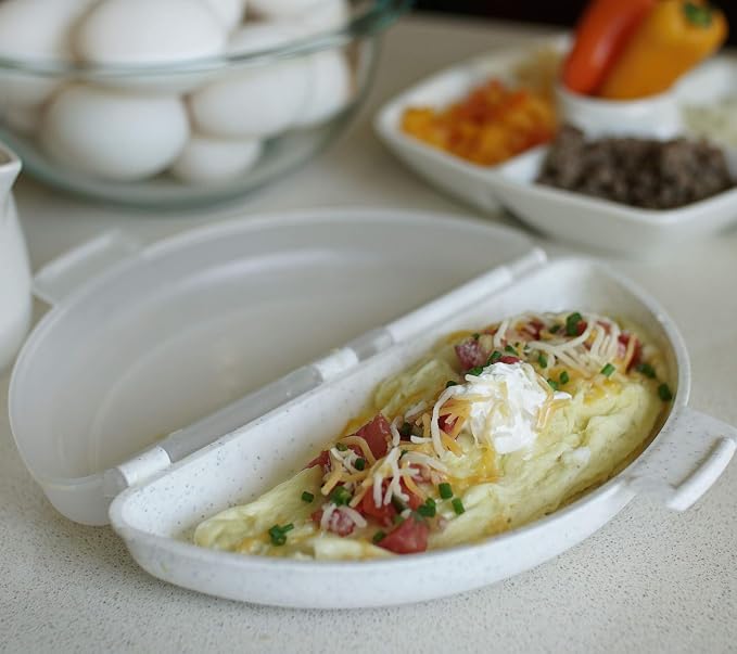 Microwave Omelet Maker, Nonstick 3-Egg Capacity, Quick & Easy Breakfast Cooker, BPA-Free, Dishwasher Safe