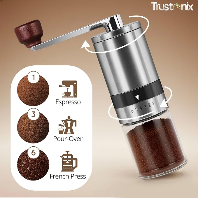 Manual Coffee Grinder for Home & Travel | Portable Hand Coffee Grinder | Cocoa Beans Grinder | Compact Design | Smooth Grinding | Easy To Use | Higher Efficiency | Powerful & Stable