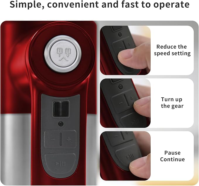 7-Speed Cordless Hand Mixer for Baking - Electric Handheld Mixer with 6 Stainless Steel Attachments, Turbo Boost, Digital Display, Lightweight Cake Mixer for Eggs, Cream, Cookie Dough