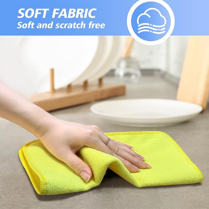 Dish Cloths for Washing Dishes with Scrub Side, Microfiber Dish Rags | Dual-sided microfiber dish cloths with scrubber for stuck-on food, quick dry kitchen washcloths 9 Pack, 9 Inch Mixing colors