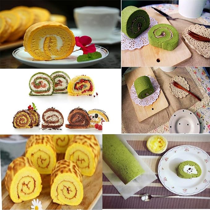 Swiss Roll Cake Mat - Flexible Multipurpose Silicone sheet Nonstick jelly roll pan Baking Tray Pastry Mat Pizza Cookies Mold（set of 2）