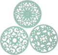 Smitchraft Trivets for Hot Dishes, Pots and Pans, Silicone Hot Pads for Kitchen Quartz Countertops, Silicone Pot Holders Mat, Multi-use Carved Heat Resistant Mat for Counter & Table, Set of 3 Green