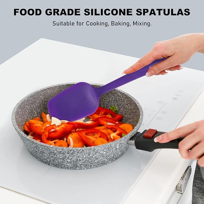 NileHome Silicone Spatula Set, 6 Pieces Food Grade Kitchen Utensils Heat Resistant Up to 600°F Dishwasher Safe BPA-Free Rubber Spatula for Scraping, Baking, Cooking, Mixing-Multicolor