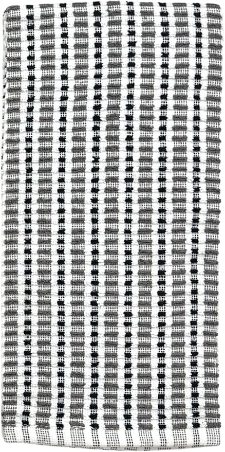 Thanksgiving Kitchen Towels- Set of 3 100% Cotton Solid Dark Gray and Checkerboard Grid Pattern Design- 28 x 18 Multipurpose Towels for Everyday Use