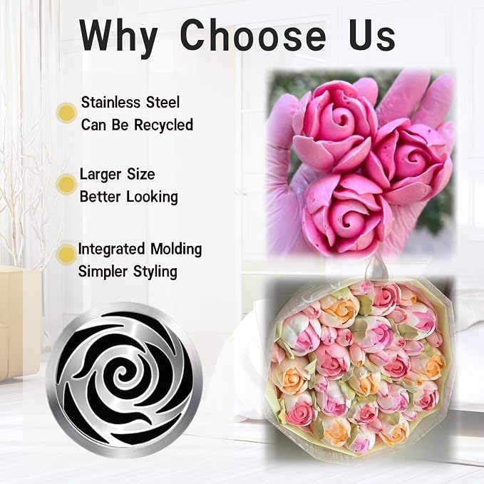 10PCS Extra Large Russian Piping Tips Stainless Steel 3D Flower Frosting | (XXL)Russian Piping Tips for DIY Cream Bouquets, Cake Flower Decoration & Cake Decorations. Beginner-Friendly
