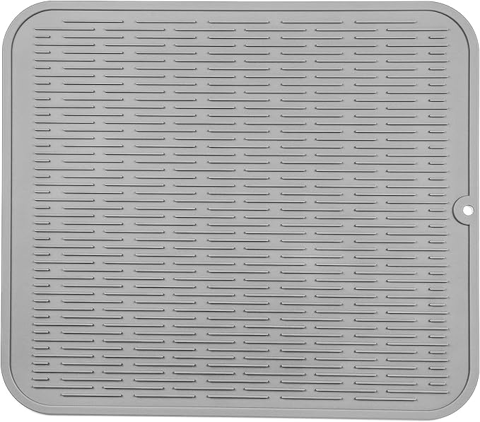MicoYang Silicone Dish Drying Mat for Multiple Usage,Easy clean,Eco-friendly,Heat-resistant Silicone Mat for Kitchen Counter or Sink,Refrigerator or Drawer Liner Grey 2XL 24 inches x 18 inches