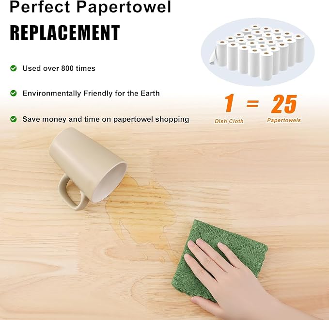 Homaxy 18 Pack Super Soft Absorbent Dish Cloths, 10" x 10", Grass Green | Coral Velvet, Nonstick Oil Fast Drying Microfiber Cleaning Cloth, No Lint Household Dishcloths