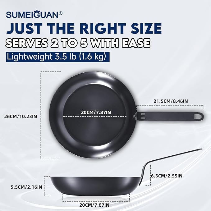 10" Carbon Steel Frying Pan, Pre-Seasoned Nonstick & Chemical-Free | Detachable Silicone Handle Cover, Oven & Dishwasher Safe, Induction Compatible, Chemical-Free Cooking Surface