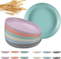 HEYCOME 12 Pcs Unbreakable Deep Dinner Plates Set, 9 inch Reusable Plastic Wheat Straw Plates, Microwave and Dishwasher Safe Plate for Kitchen, Lightweight Plate for Dessert, BPA Free, 6 Colors