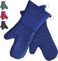 Xlnt Extra Long Oven Mitts (Blue) | Teflon EcoElite Water Repellent | Heat Resistant for Oven Cooking, Grill & BBQ | Non Slip Gloves with Teflon EcoElite Finish, Cotton Lining & Hanging Loop