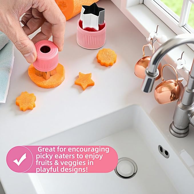 12-Piece Cookie Cutters Set-Stainless Steel&BPA-Free Shapes for Baking (Bear,Rabbit,Star,Flower) DIY Cookies,Mini Pies,Fondant,Veggies|Dishwasher Safe,Gift for teenager & Parents (12, Pink)