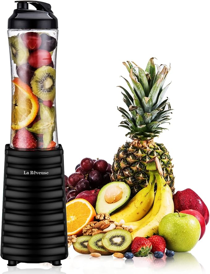 La Reveuse 300W Personal Size Blender (Black) + 18oz Replacement Bottle