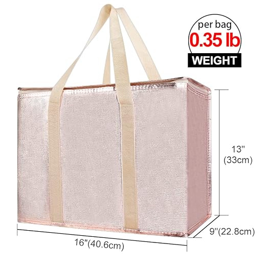 Bodaon 5-Pack Cooler Insulated Food Delivery Bag, Thermal Hot Pizza, X-Large Bags for Grocery/Catering/Shopping, Rideshare Delivery Bag, Large Cold Frozen Accessories, Gold