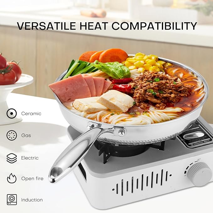 Lazycorner Pots and Pans Set Non Stick,Stainless Frying Pans Skillet with Lid Non toxic Healthy Kitchen Cookware Sets Induction Compatible