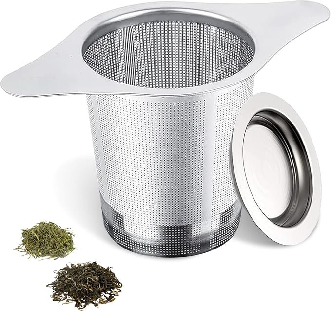 NKOVE Stainless Steel Tea Infuser, Loose Leaf Tea Strainer, Fine Mesh | Universal Tea Filter for Teapot Cup Mug, Reusable Tea Steeper Basket with Fine Mesh, Stainless Steel Infuser