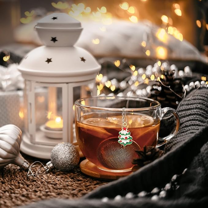 2PC Christmas Tea Infuser, 2.1 inch Tea Ball with Christmas Tree Pendant | Stainless Steel Tea Strainer,Tea Diffuser Tea Steeper for Filtering Tea,Tea Infusers for Loose Tea