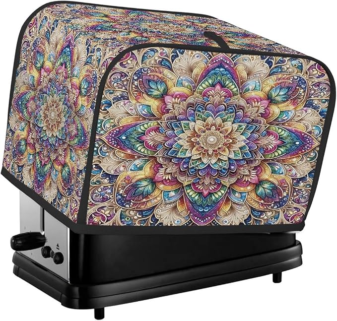 4 Slice Toaster Cover Flower Mandala Bohemia Toaster Covers Four Slice Wide Slot Waterproof and Dustproof Covers for Wide Slot Toasters and Small Appliances Kitchen Decor Gifts