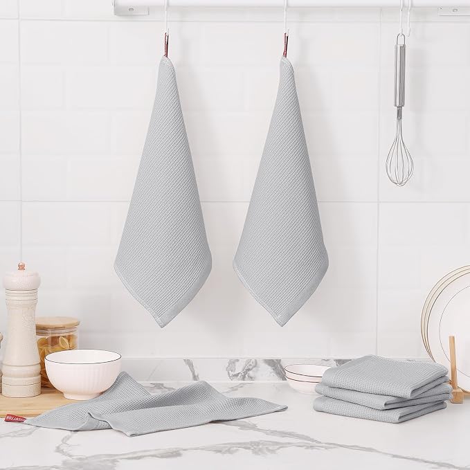 Homaxy 100% Cotton Waffle Weave Dish Cloths, 12 Pack, Light Grey | Soft and Absorbent Dish Towels, 12 x 12 Inches Quick Dry Dish Rags