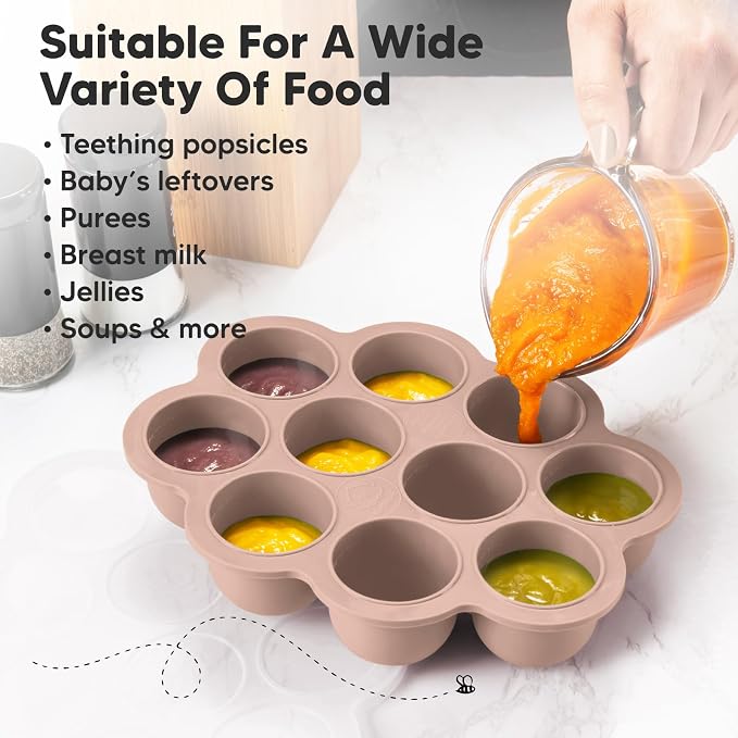 KeaBabies Silicone Food Freezer Trays with Lid, 2oz x 10 Pods (Dusk) | Baby Food Storage Containers, Easy Puree Meal Prep, Breast Milk Silicone Freezer Molds, Dishwasher, Microwave Safe, BPA-Free