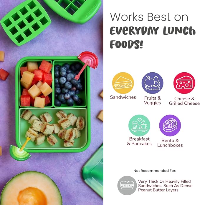 Sandwich Cutter for Kids Lunch, Crustless Bento 2-Pc Set, 1 Pack | Yellow Squares food cutter for toddlers, bite-size uncrustable shapes, bento lunch accessory, BPA-free, dishwasher safe