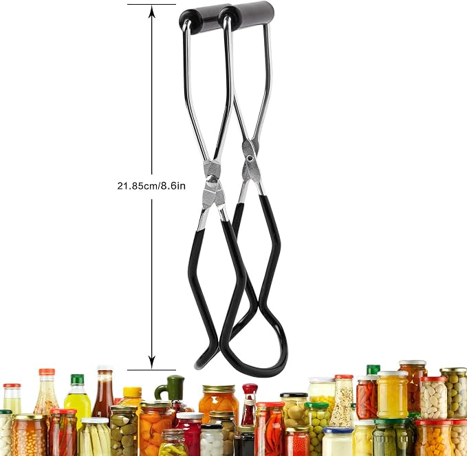 Canning Jar Lifter Tongs, Canning Supplies | Stainless Steel Jar Lifter with Grip Handle for Home Kitchen, Black