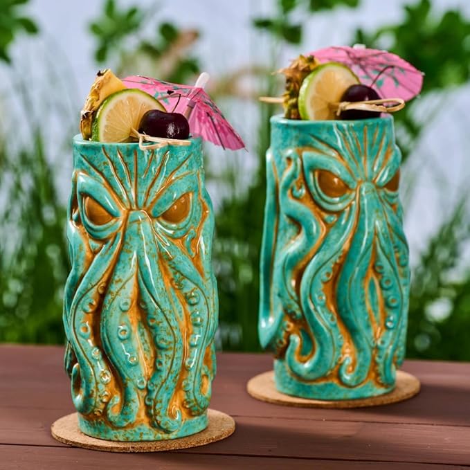 Kraken Ceramic Tiki Mug, 18 oz Hi Ball 1 pc Set
