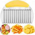 JAYVAR Large Crinkle Cutter, Stainless Steel Vegetable Wavy Chopper | Versatile Fancy Edges Chopping, Wavy French Fry Slicer Kitchen Dicer Gadget