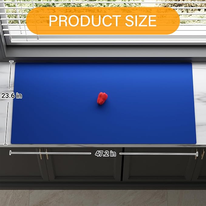Silicone Protector Mat 47x24 Inch,Blue | 1.3mm silicone mat, heat resistant, non-slip & waterproof. Ideal for baking, painting, resin, welding and table protection.