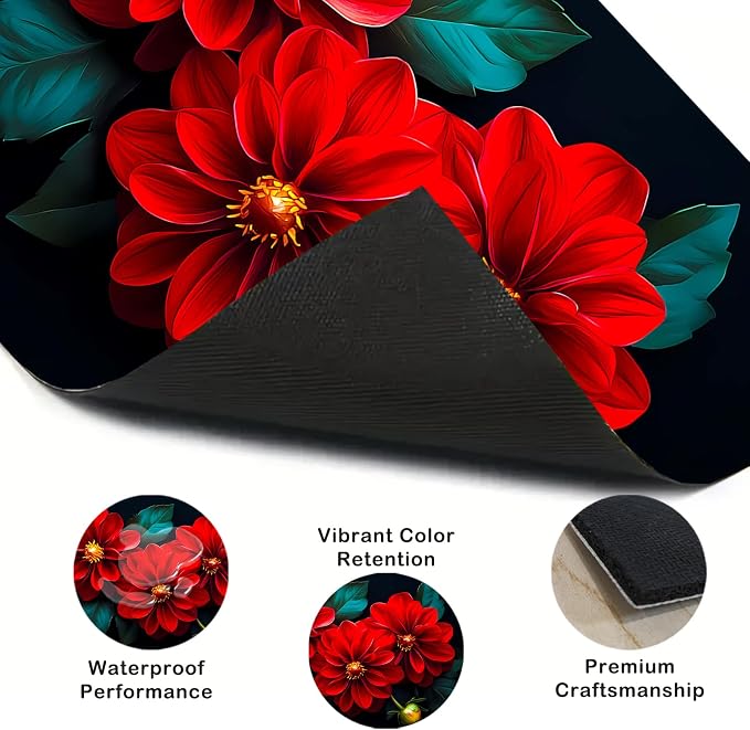 Nuxovilar Stove Top Cover Cooktop Mat 28.3x20.4in Polyester Diatom | Electric Guard Range Countertop Pad Burner Protection Sheet Kitchen Decor Cooking Area Home Accent (Red Dahlia)