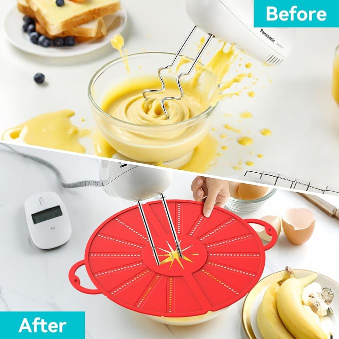 Foldable Silicone Splatter Screen for 10-13'' Pans with Handle,Red| Foldable Splash Guard, Multi-Use Grease Splatter Guard/Trivet Mat,Non-Stick Oil Splatter Guard,BPA-Free,Dishwasher Safe
