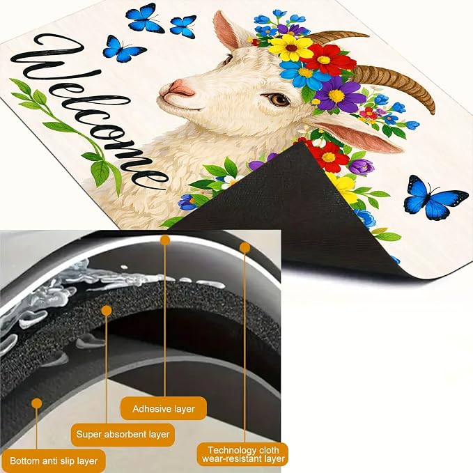 HOMETITUTE Spring Stove Top Cover 28x20 Welcome Goat Floral Heat Resistant