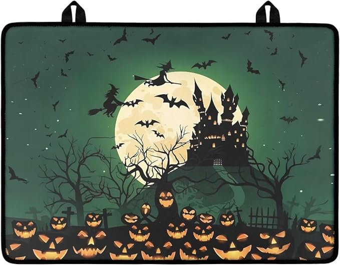 Halloween Castle Stove Top Cover for Electric Stove(30 x21 Inches), Insulation Counter Tops Cover, Heat Resistant Glass Cooktop Protector, Folding Dish Drying Mats for Kitchen