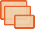 Silicone Baking Mat, Reusable Silicone Oven Baking Sheet | Pack of 3, 2 Half & 1 Quarter Sheet, Heat Resistant, Nonstick Food Safe Baking Mat, for Cookie, Bread, Pastry (Orange)