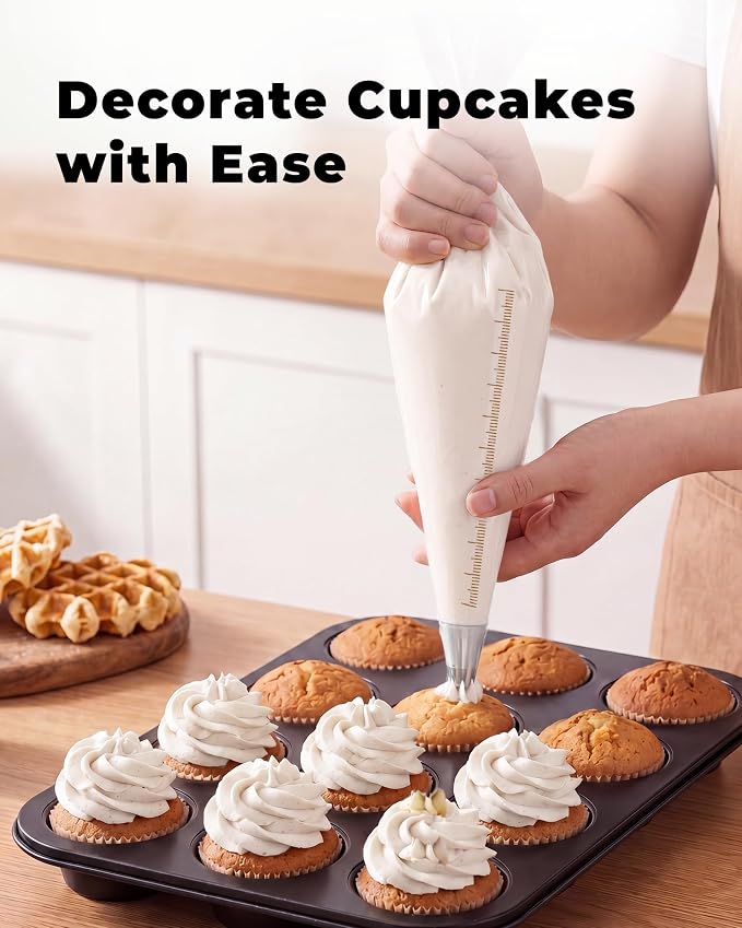 Bake Choice 18 Inch Piping Bags, 100PCS Thickened Disposable Pastry Bags | Large Capacity, Anti Burst Icing Bags for Cream Frosting, Non-slip Frosting Bags, Cake & Cookie Decorating Supplies
