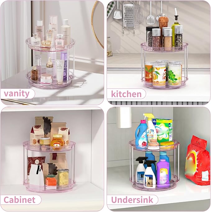 Rotating Makeup Organizer, Perfume Skincare Holder, 2 Tier 9 Inch, Mauve | 360° Smooth Spinning Vanity Tray, Large Capacity, Space-Saving Cosmetics Storage for Bathroom Countertop, Dresser