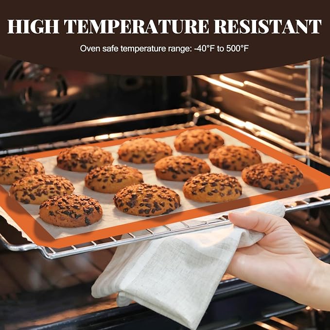 Silicone Baking Mat Set, Non-Stick, Food Safe Silicone Mats for Baking, Reusable Oven Sheet for Making Cookies, Macaroons, Bread