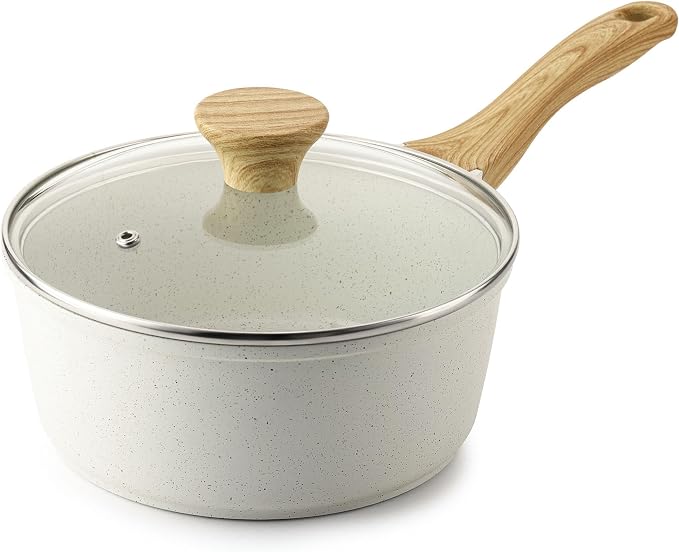 SENSARTE 2.5 QT Ceramic Nonstick Saucepan with Lid, PTFE/PFAS/PFOA Free | Medium Cooking Pot with Stay Cool Handle, Induction Compatible Saucepot, Ceramic Coating