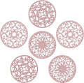 Silicone Trivet Mat for Hot Dishes Pots and Pans, Multi Purpose Trivets Mat -Heat Resistant Silicone Trivet Intricately Carved Hot Pads Set of 6 Pink