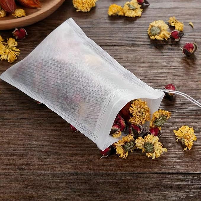 100 Pack Disposable Tea Filter Bags Tea infusers 4" x 6" Empty Muslin Drawstring Seal Filter Tea Bags Drawstring Herb Loose Tea bag for Brew Tea Cold Brew Coffee（4" x 6" /10 x 15cm）