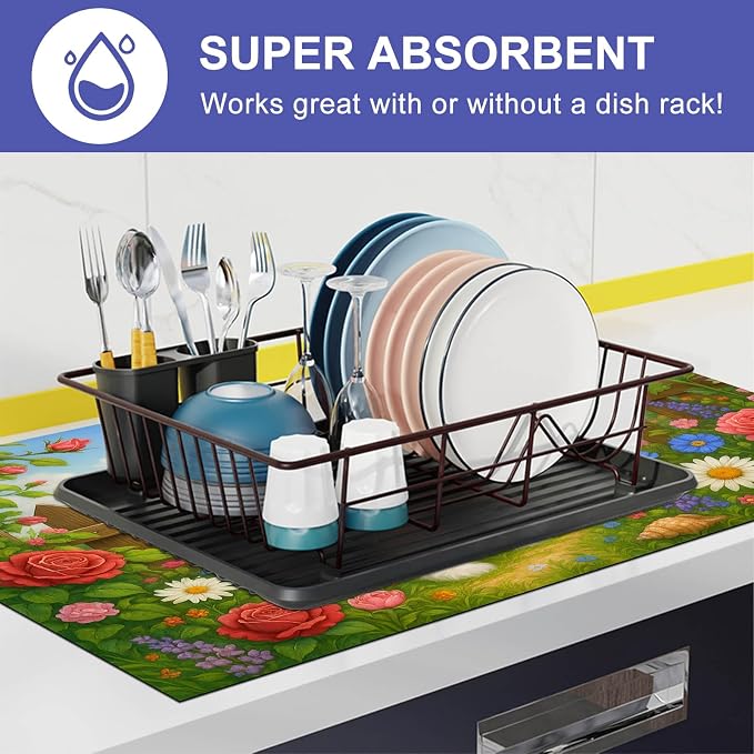 HOMETITUTE Garden Puppy Stove Top Cover 28x20 Heat Resistant Diatomite Mat