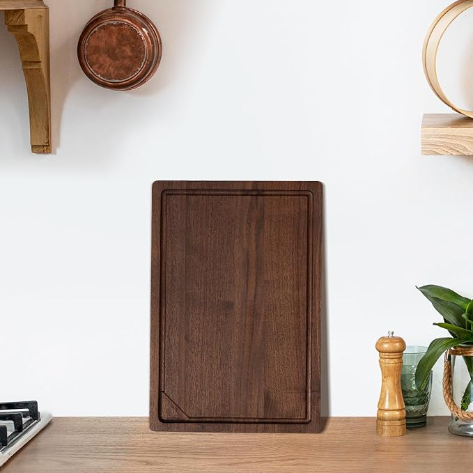 Heimlove Walnut Wood Cutting Board for Kitchen, 24"x18" Reversible Wooden Chopping Board with Deep Juice Grooves and Handles, Natural Walnut Wood Cutting Board for Chopping, Cheese, Vegetables