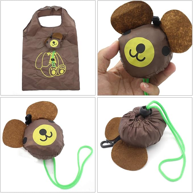 10PCS Animals Folding Shopping Bags Reusable Shopping Tote Compact Eco Bags | Reusable Grocery Bags Foldable Machine Washable Reusable Shopping Bags,Lightweight Polyester Fabric