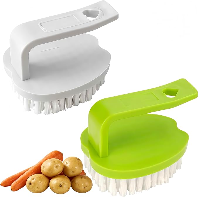 Vegetable Scrubber Brush -2 Pack Fruit and Vegetable Brushes Stiff Bristles | Vegetable Brush Scrubber for Food,Veggie Wash Brush,Vegetable Cleaner Brush for Fruits,Potatoes,Carrots & Firm Produce