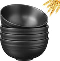 Quatish 4 PCS Unbreakable Cereal Bowls,Dishwasher & Microwave Safe Wheat Straw Bowls, Easy-to-Clean Lightweight Desserts & Soup Bowl, Portable for Picnics ，Snack Plastic Bowls Set,Black