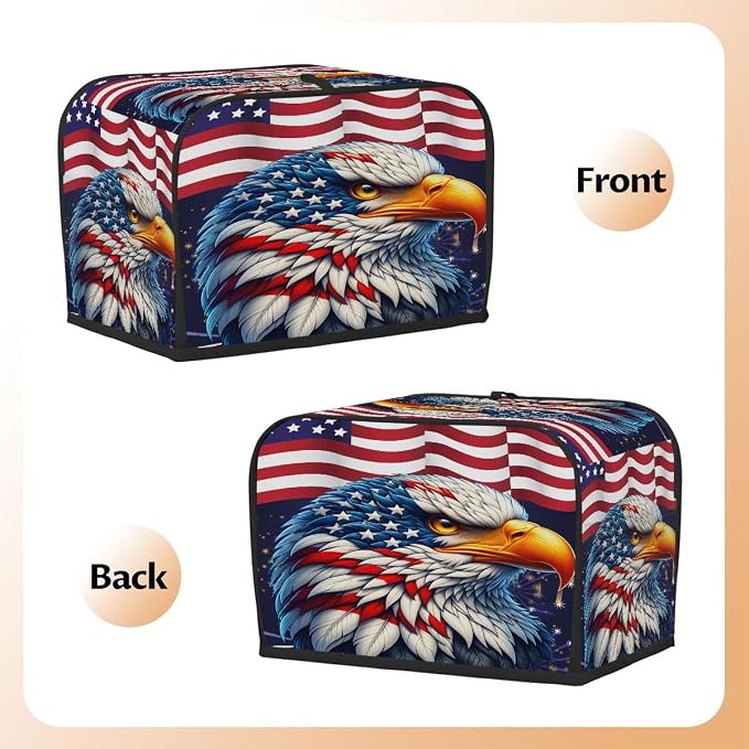 2 Slice Toaster Cover 250 Eagle American USA Flag Toaster Covers Two Slice Wide Slot Waterproof and Dustproof Covers for Wide Slot Toasters and Small Appliances Kitchen Decor Gifts