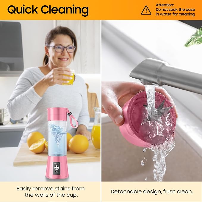 Portable Personal Size Mini Blender - 2026 New Upgrade Smoothies Blender | Small Blender with 380Ml Traveling BAP Free Cup for Sports/Home, 6 Blades Easily Squeeze Fresh Juice, 20000Rpm/Min Speed